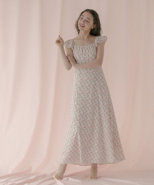 Cath Kidston(キャスキッドソン)の「ラッフルスリーブドレス Floating Cherry(ワンピース・レディース・アイボリー・M/S)」の13枚目の写真
