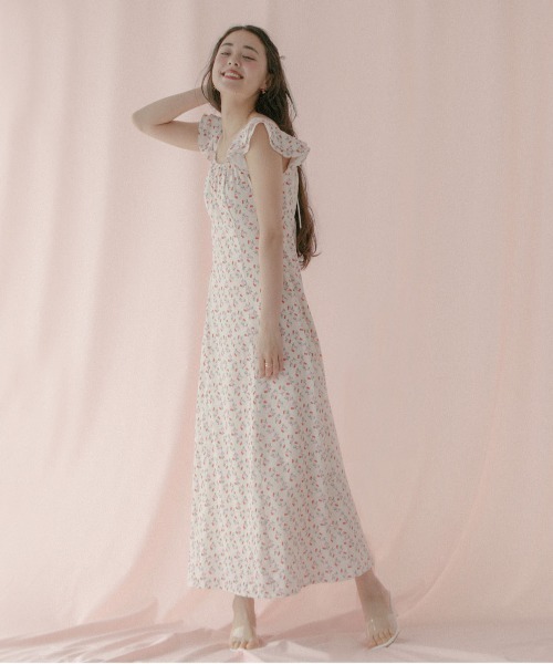 Cath Kidston(キャスキッドソン)の「ラッフルスリーブドレス Floating Cherry(ワンピース・レディース・アイボリー・M/S)」の14枚目の写真