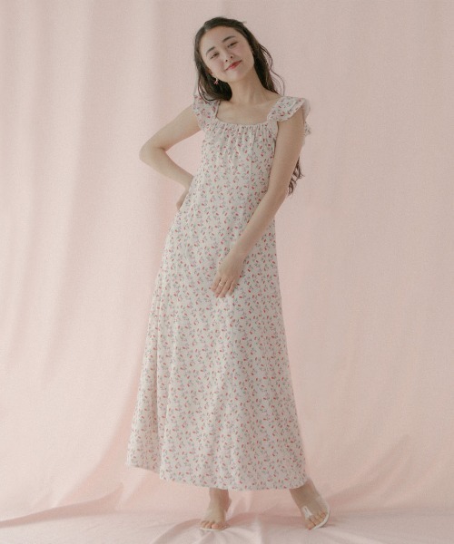 Cath Kidston(キャスキッドソン)の「ラッフルスリーブドレス Floating Cherry(ワンピース・レディース・アイボリー・M/S)」の3枚目の写真