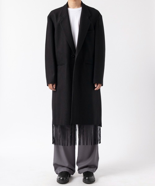 UJOH(ウジョー)の「Side Slit Fringe Long JKT(ブルゾン・メンズ・ブラック/タン・5/4)」の2枚目の写真