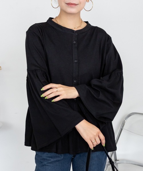 MARAI(マーライ)の「ペプラムギャザーブラウス風カットソー(Tシャツ/カットソー・レディース・チャコールグレー/ブラック・LL~3L/4L~5L)」の8枚目の写真