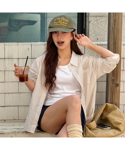MIND BRIDGE WOMEN（マインドブリッジウーマン）の「[ON][W]シアサーカーストライプシャツ - 2カラー（シャツ/ブラウス・レディース・ブラック/ブラウン・55/66）」の2枚目の写真
