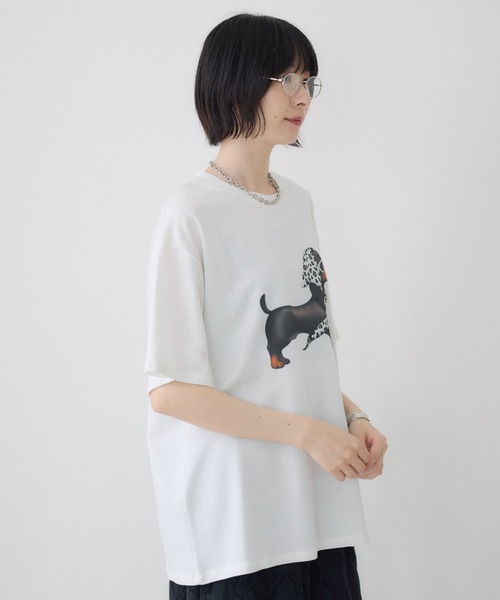 Paradise Picnic(パラダイスピクニック)の「ドッグ柄Tシャツ(Tシャツ/カットソー・レディース・ブラック/ホワイト・FREE)」の12枚目の写真