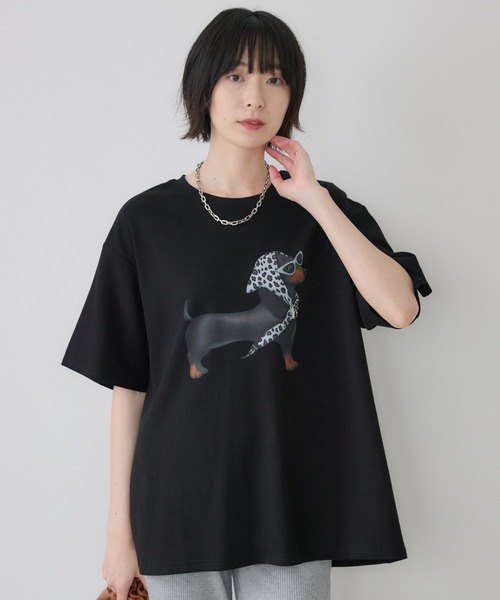 Paradise Picnic(パラダイスピクニック)の「ドッグ柄Tシャツ(Tシャツ/カットソー・レディース・ブラック/ホワイト・FREE)」の5枚目の写真
