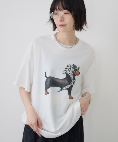 Paradise Picnic(パラダイスピクニック)の「ドッグ柄Tシャツ(Tシャツ/カットソー・レディース・ブラック/ホワイト・FREE)」の21枚目の写真