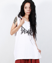rough text-logo boxy sleeveless - White
