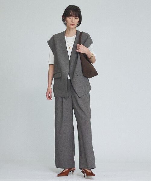 qualite(カリテ)の「【セットアップ対応】ウールライクワイドパンツ(その他パンツ・レディース・ブラック/グレー・38/36/34)」の4枚目の写真