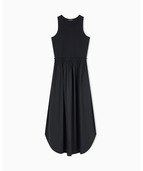 EMPORIO ARMANI(エンポリオアルマーニ)の「【エンポリオ アルマーニ】サイドスリット 異素材ミックス ジャージーワンピース(ワンピース・レディース・ブラック・40/38/36/42)」の4枚目の写真