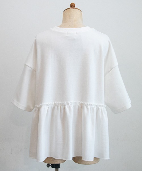 PICHI（ピイチ）の「切り替えギャザーTee（Tシャツ/カットソー・レディース・ライトグレー/ホワイト/オートミール/ブラック・FREE）」の14枚目の写真