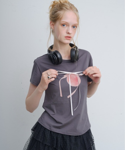 HEIREN(ヘイレーン)の「フロントリボンTee(Tシャツ/カットソー・レディース・ホワイト/ブラック・FREE)」の20枚目の写真