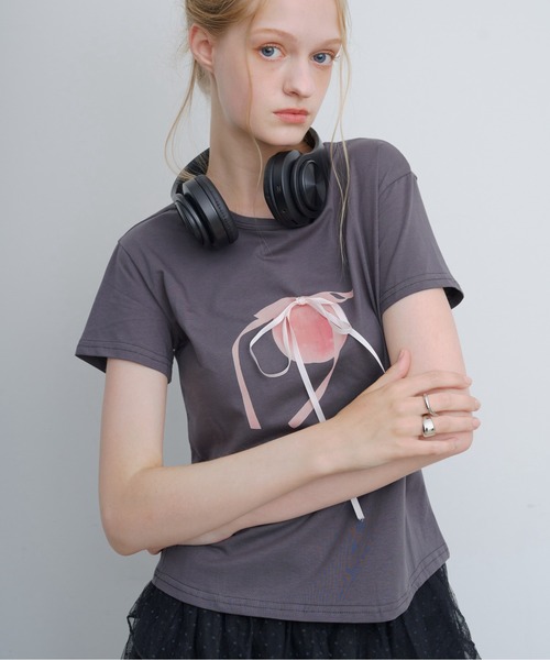 HEIREN(ヘイレーン)の「フロントリボンTee(Tシャツ/カットソー・レディース・ホワイト/ブラック・FREE)」の21枚目の写真