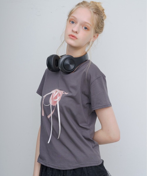 HEIREN(ヘイレーン)の「フロントリボンTee(Tシャツ/カットソー・レディース・ホワイト/ブラック・FREE)」の22枚目の写真