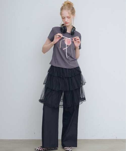 HEIREN(ヘイレーン)の「フロントリボンTee(Tシャツ/カットソー・レディース・ホワイト/ブラック・FREE)」の11枚目の写真