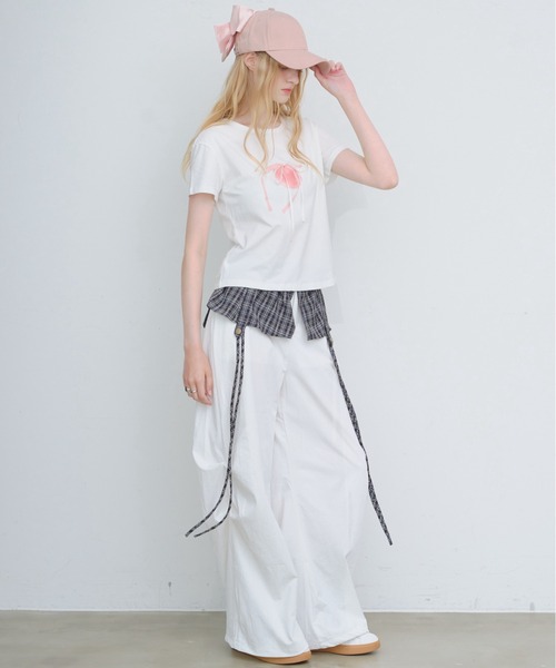 HEIREN(ヘイレーン)の「フロントリボンTee(Tシャツ/カットソー・レディース・ホワイト/ブラック・FREE)」の16枚目の写真