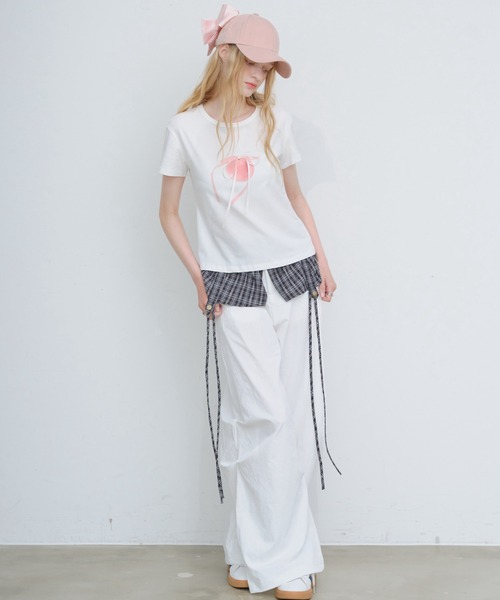 HEIREN(ヘイレーン)の「フロントリボンTee(Tシャツ/カットソー・レディース・ホワイト/ブラック・FREE)」の19枚目の写真