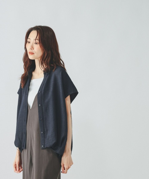 GLOBAL WORK(グローバルワーク)の「DRYタッチセットアップシャツ/759938(シャツ/ブラウス・レディース・ネイビー/グレー/モカ・LARGE/MEDIUM)」の11枚目の写真