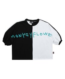 Monkey Flower（モンキーフラワー）の「レディース バットウィングフィット 左右配色 クロップTシャツ/MM1WTS10F BLACK（Tシャツ/カットソー）」