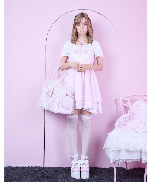 AVENCHUMU(アバンチュウム)の「Heart tiered babydoll one piece(ワンピース・レディース・ブラック/ホワイト×ピンク/ブラック×ピンク・FREE)」の8枚目の写真