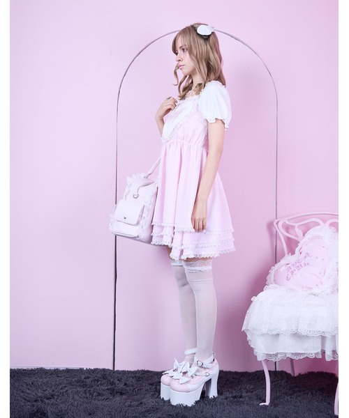 AVENCHUMU(アバンチュウム)の「Heart tiered babydoll one piece(ワンピース・レディース・ブラック/ホワイト×ピンク/ブラック×ピンク・FREE)」の9枚目の写真