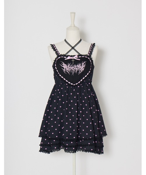 AVENCHUMU(アバンチュウム)の「Heart tiered babydoll one piece(ワンピース・レディース・ブラック/ホワイト×ピンク/ブラック×ピンク・FREE)」の11枚目の写真