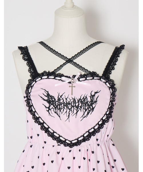AVENCHUMU(アバンチュウム)の「Heart tiered babydoll one piece(ワンピース・レディース・ブラック/ホワイト×ピンク/ブラック×ピンク・FREE)」の16枚目の写真