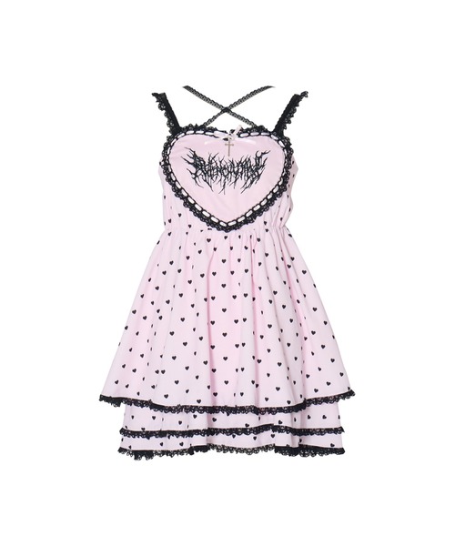 AVENCHUMU(アバンチュウム)の「Heart tiered babydoll one piece(ワンピース・レディース・ブラック/ホワイト×ピンク/ブラック×ピンク・FREE)」の12枚目の写真