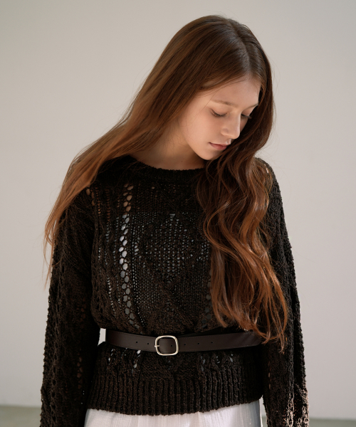 VLETI（ブレッティ）の「Summer Fisherman Cable Loose Fit Knit (brown)（ニット/セーター・レディース・ブラウン・FREE）」の2枚目の写真