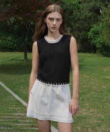Viscose Color Scheme Knit Sleeveless (black)