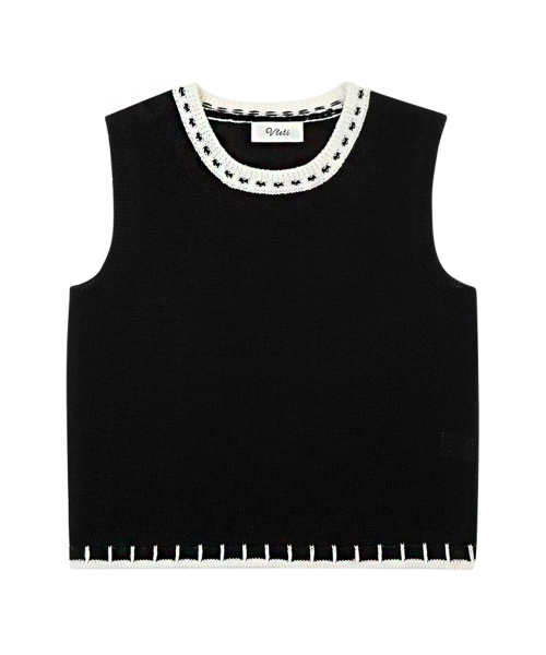 VLETI（ブレッティ）の「Viscose Color Scheme Knit Sleeveless (black)（ニット/セーター・レディース・ブラック・FREE）」の2枚目の写真