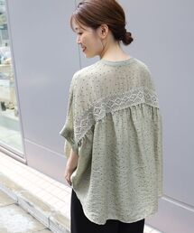 le.coeur blanc | フロッキードットバックレースギャザーブラウス(シャツ/ブラウス)