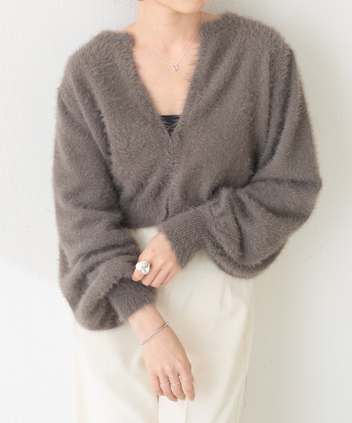 COLLAGE GALLARDAGALANTE(コラージュガリャルダガランテ)の「キーネックホックカーディガン/Nuel(カーディガン/ボレロ・レディース・チャコールグレー/アイボリー・FREE)」の10枚目の写真