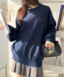 【Ada.別注 U.S. POLO ASSN.】配色レイヤード クルーネック ルーズ ニットプルオーバー