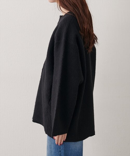 natural couture(ナチュラルクチュール)の「ウール混ニットコート(ノーカラーコート・レディース・チャコールグレー/ブラック/ライトベージュ・FREE)」の18枚目の写真