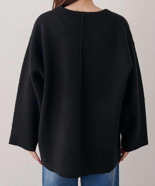 natural couture(ナチュラルクチュール)の「ウール混ニットコート(ノーカラーコート・レディース・チャコールグレー/ブラック/ライトベージュ・FREE)」の19枚目の写真
