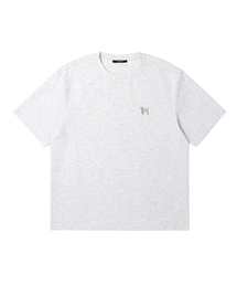 男性分頭ガンジープリント半袖ラウンドTシャツ (L-M-GREY) (HA4ST91-12)