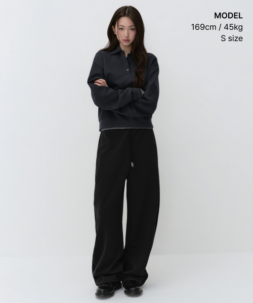 MUSINSA STANDARD WOMAN（ムシンサスタンダードウーマン）の「ウィメンズダブルニットカラー スウェットシャツ [ダークネイビー]（スウェット・レディース・その他・SMALL/MEDIUM/LARGE/X-SMALL）」の2枚目の写真