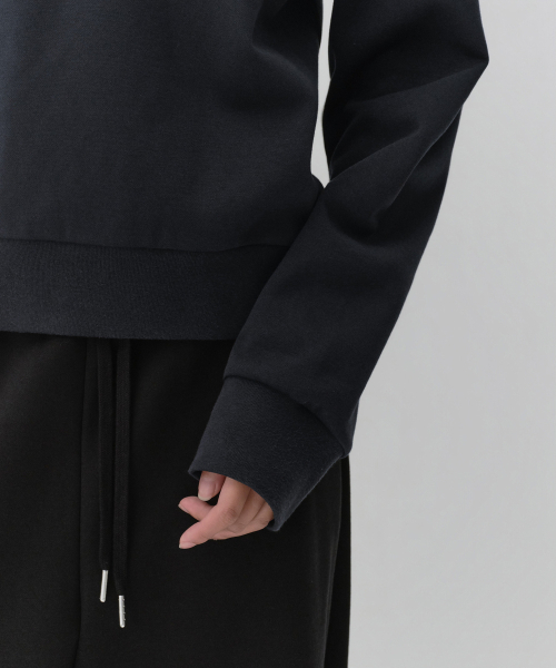 MUSINSA STANDARD WOMAN（ムシンサスタンダードウーマン）の「ウィメンズダブルニットカラー スウェットシャツ [ダークネイビー]（スウェット・レディース・その他・SMALL/MEDIUM/LARGE/X-SMALL）」の5枚目の写真