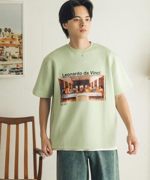 SENSE OF PLACE by URBAN RESEARCH(センスオブプレイスバイアーバンリサーチ)の「『別注』『イージーケア/吸水速乾/接触冷感』ART T-SHIRTS A(davinci)(Tシャツ/カットソー・メンズ・ホワイト/ライトカーキ/ライトブルー・MEDIUM/LARGE)」の9枚目の写真