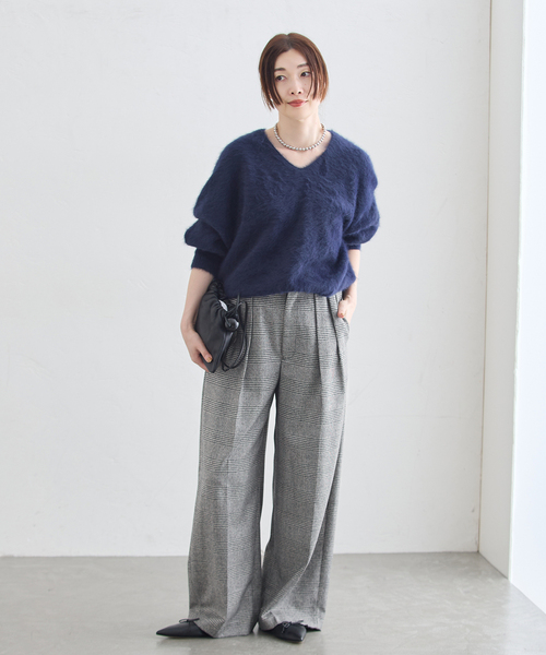 journal standard L'essage（ジャーナルスタンダードレサージュ）の「グレンチェックパンツ（スラックス・レディース・ブラック・38/36）」の5枚目の写真