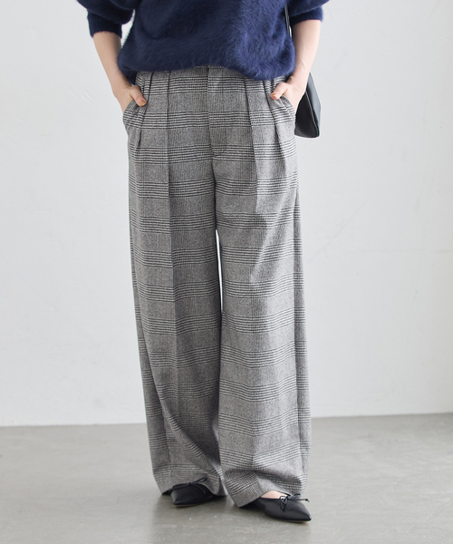 journal standard L'essage（ジャーナルスタンダードレサージュ）の「グレンチェックパンツ（スラックス・レディース・ブラック・38/36）」の6枚目の写真