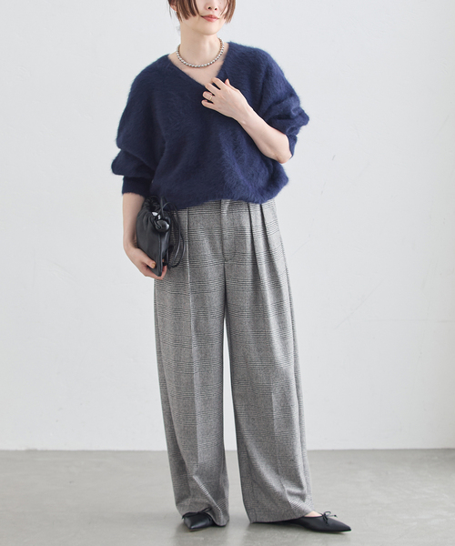 journal standard L'essage（ジャーナルスタンダードレサージュ）の「グレンチェックパンツ（スラックス・レディース・ブラック・38/36）」の9枚目の写真