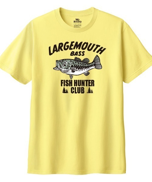 NOBOUND（ノーバウンド）の「NOBOUND（ノーバウンド） 半袖Tシャツ バスイラスト フィッシング プリント レギュラーシルエット トップス カットソー レディース（Tシャツ/カットソー・レディース・ホワイト/イエロー/スミクロ/オートミール・L/M）」の4枚目の写真