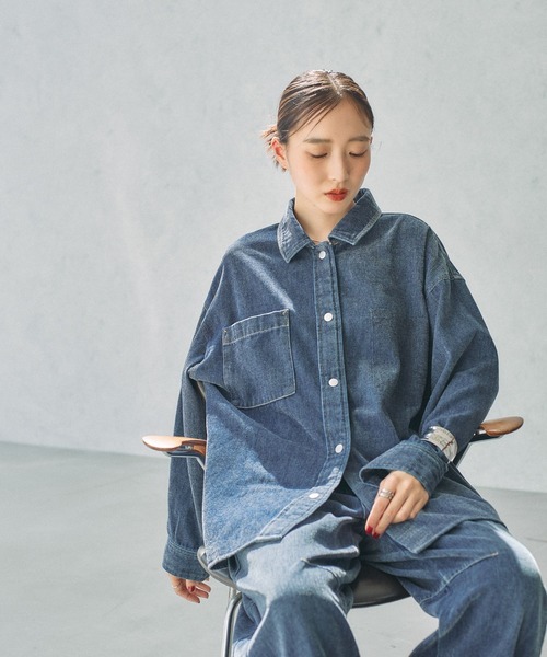 LEPSIM(レプシィム)の「MOUL/デニム長袖シャツ 582340(シャツ/ブラウス・レディース・ネイビー/グレー/ブルー・FREE)」の20枚目の写真