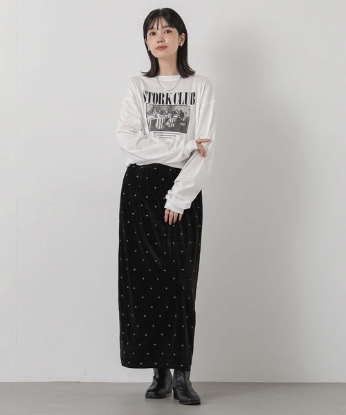 Gready Brilliant(グレディブリリアン)の「ベロア刺繍タイトスカート(スカート・レディース・ブラック・FREE)」の6枚目の写真