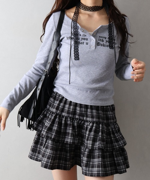 SpRay(スプレイ)の「テレコロゴヘンリーネックロングスリーブTシャツ(Tシャツ/カットソー・レディース・チャコールグレー/ブラック/グレー/オフホワイト・FREE)」の22枚目の写真
