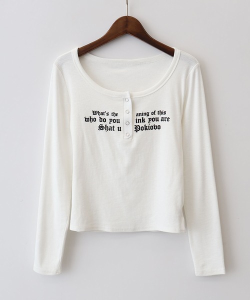 SpRay(スプレイ)の「テレコロゴヘンリーネックロングスリーブTシャツ(Tシャツ/カットソー・レディース・チャコールグレー/ブラック/グレー/オフホワイト・FREE)」の19枚目の写真