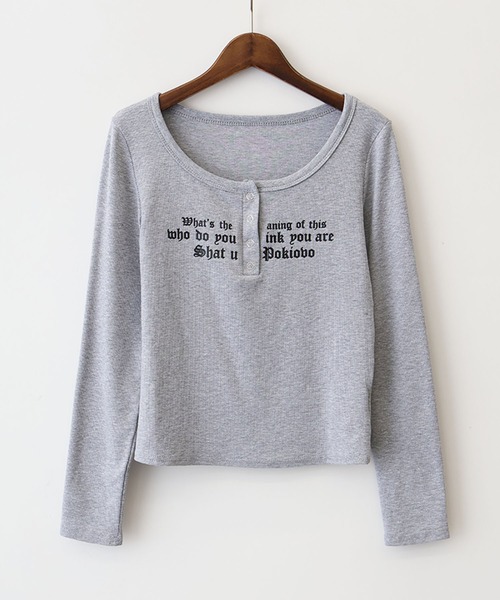 SpRay(スプレイ)の「テレコロゴヘンリーネックロングスリーブTシャツ(Tシャツ/カットソー・レディース・チャコールグレー/ブラック/グレー/オフホワイト・FREE)」の17枚目の写真