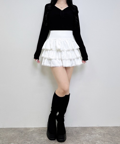 INGNI(イング)の「レース付フリルミニスカパン(スカート・レディース・ホワイト×ホワイト/ベージュ系1/ブラック×ブラック・FREE)」の9枚目の写真