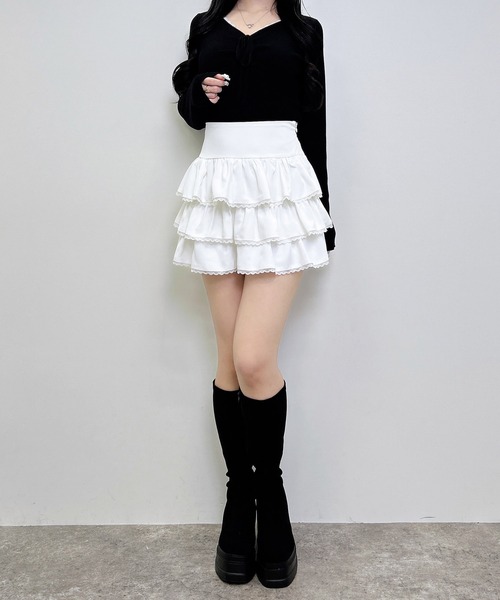INGNI(イング)の「レース付フリルミニスカパン(スカート・レディース・ホワイト×ホワイト/ベージュ系1/ブラック×ブラック・FREE)」の10枚目の写真