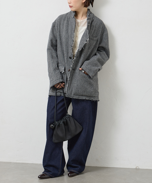 JANE SMITH / JOHN SMITH(ジェーンスミスジョンスミス)の「JANE SMITH/ジェーンスミス GARMENT WASHED SILKNEP TWEED ジャケット(テーラードジャケット・レディース・グレー・38)」の2枚目の写真